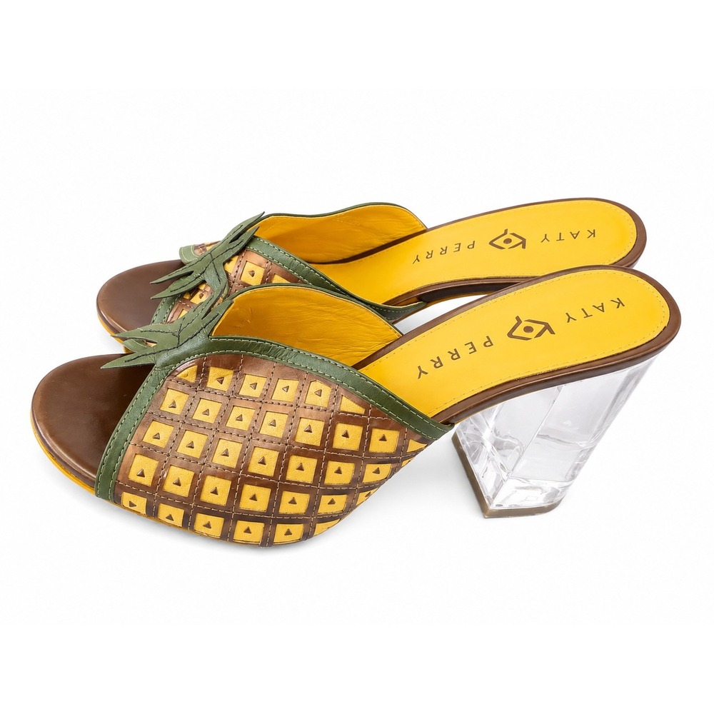 Katy Perry The Coolata Yellow Clear Heel Sandal Shoes Size 8.5 - Picture 2 of 5
